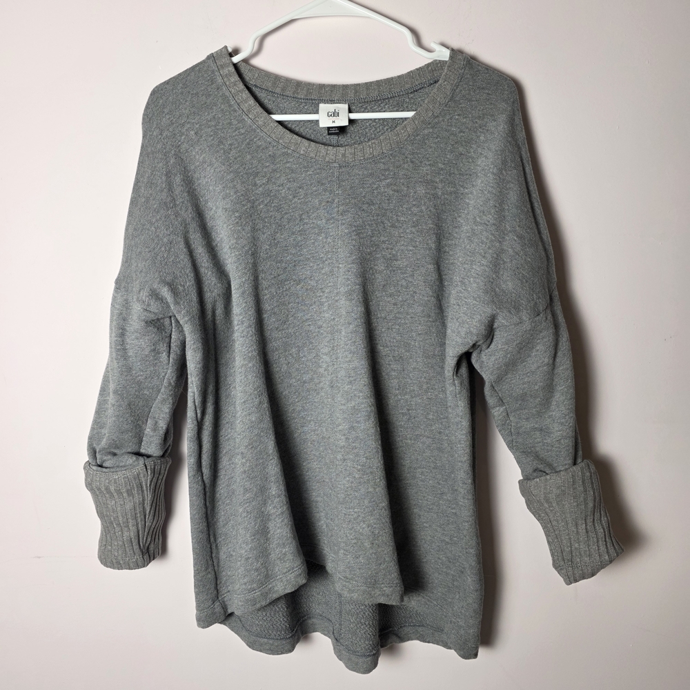 CAbi Cool Off Gray Cuff Hi-Low Sweatshirt Pullover Style 6333 – Size M